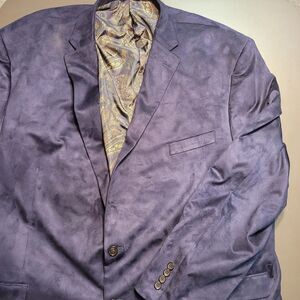 Lauren Ralph Lauren Mens Blazer Sport Coat Navy Blue Velvet 56L Paisley Lined